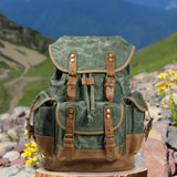 Maxbell Canvas Backpack Outdoor Portable Casual Daypack for Fishing Trekking Camping Lake Green