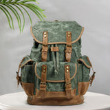 Maxbell Canvas Backpack Outdoor Portable Casual Daypack for Fishing Trekking Camping Lake Green