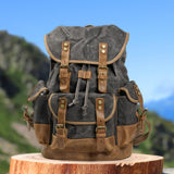 Maxbell Canvas Backpack Outdoor Portable Casual Daypack for Fishing Trekking Camping Deep Gray