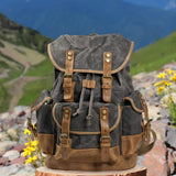 Maxbell Canvas Backpack Outdoor Portable Casual Daypack for Fishing Trekking Camping Deep Gray