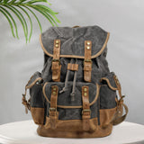 Maxbell Canvas Backpack Outdoor Portable Casual Daypack for Fishing Trekking Camping Deep Gray