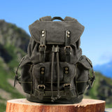 Maxbell Canvas Backpack Outdoor Portable Casual Daypack for Fishing Trekking Camping Dark Gray