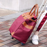 Maxbell Rolling Duffle Bag Large Capacity Suitcase for Beach Business Trip Traveling Burgundy