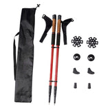 Maxbell 2Pcs Mountain Trekking Poles Telescopic Stick for Backpackers Hikers Walking Red