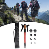 Maxbell 2Pcs Mountain Trekking Poles Telescopic Stick for Backpackers Hikers Walking Red