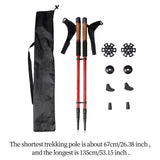 Maxbell 2Pcs Mountain Trekking Poles Telescopic Stick for Backpackers Hikers Walking Red