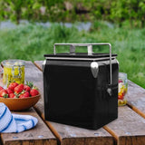 Maxbell Ice Chest Cooler Portable Vintage Design Insulated Box for Camping Bbqs Boat black