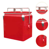 Maxbell Ice Chest Cooler Portable Vintage Design Insulated Box for Camping Bbqs Boat red