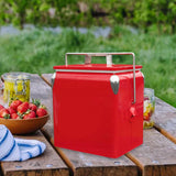 Maxbell Ice Chest Cooler Portable Vintage Design Insulated Box for Camping Bbqs Boat red