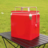 Maxbell Ice Chest Cooler Portable Vintage Design Insulated Box for Camping Bbqs Boat red