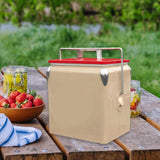 Maxbell Ice Chest Cooler Portable Vintage Design Insulated Box for Camping Bbqs Boat champagne