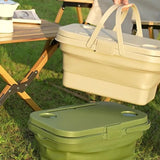 Maxbell Folded Picnic Basket Portable Car Washing Bin for Camping Car Trunk Cleaning Khaki