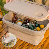 Maxbell Folded Picnic Basket Portable Car Washing Bin for Camping Car Trunk Cleaning Khaki