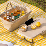 Maxbell Folded Picnic Basket Portable Car Washing Bin for Camping Car Trunk Cleaning Khaki