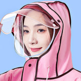 Maxbell Women Raincoat Rainwear Portable Full Body Rainproof Reusable Rain Coat Pink L