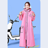 Maxbell Women Raincoat Rainwear Portable Full Body Rainproof Reusable Rain Coat Pink 2XL