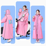 Maxbell Women Raincoat Rainwear Portable Full Body Rainproof Reusable Rain Coat Pink 2XL