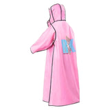 Maxbell Women Raincoat Rainwear Portable Full Body Rainproof Reusable Rain Coat Pink 2XL