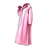 Maxbell Women Raincoat Rainwear Portable Full Body Rainproof Reusable Rain Coat Pink 2XL