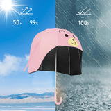 Maxbell Stick Umbrella Lightweight Cute Children Long Handle Umbrella for Rainy Days Pink