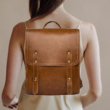 Maxbell Women Backpack Minimalist Style Ladies Shoulder Bag for Work Business Summer Light Brown