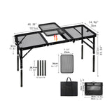 Maxbell Folding Grill Table Compact Folding Picnic Table for Camping Backyard Hiking L