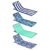 Maxbell Folding Beach Chair with Adjustable Backrest Padded Foldable Chair Beach Mat Blue White Stripes