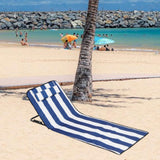 Maxbell Folding Beach Chair with Adjustable Backrest Padded Foldable Chair Beach Mat Blue White Stripes