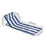 Maxbell Folding Beach Chair with Adjustable Backrest Padded Foldable Chair Beach Mat Blue White Stripes