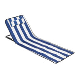 Maxbell Folding Beach Chair with Adjustable Backrest Padded Foldable Chair Beach Mat Blue White Stripes