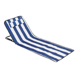 Maxbell Folding Beach Chair with Adjustable Backrest Padded Foldable Chair Beach Mat Blue White Stripes