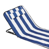 Maxbell Folding Beach Chair with Adjustable Backrest Padded Foldable Chair Beach Mat Blue White Stripes