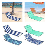 Maxbell Folding Beach Chair with Adjustable Backrest Padded Foldable Chair Beach Mat Blue White Stripes