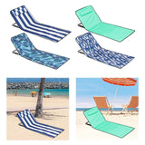 Maxbell Folding Beach Chair with Adjustable Backrest Padded Foldable Chair Beach Mat Blue White Stripes