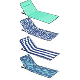 Maxbell Folding Beach Chair with Adjustable Backrest Padded Foldable Chair Beach Mat Blue White Stripes