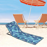 Maxbell Folding Beach Chair with Adjustable Backrest Padded Foldable Chair Beach Mat Maple Leaves