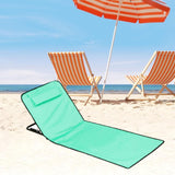 Maxbell Folding Beach Chair with Adjustable Backrest Padded Foldable Chair Beach Mat Grass Green