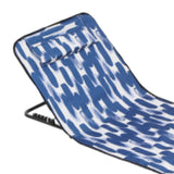 Maxbell Folding Beach Chair with Adjustable Backrest Padded Foldable Chair Beach Mat Blue White Graffiti