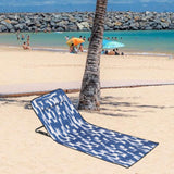 Maxbell Folding Beach Chair with Adjustable Backrest Padded Foldable Chair Beach Mat Blue White Graffiti