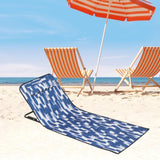 Maxbell Folding Beach Chair with Adjustable Backrest Padded Foldable Chair Beach Mat Blue White Graffiti