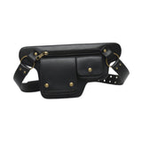 Maxbell Waist Pack Punk Style Hip Bag Wallet Waist Bag for Travel Fishing Hiking Black