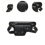 Maxbell Waist Pack Punk Style Hip Bag Wallet Waist Bag for Travel Fishing Hiking Black