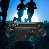 Maxbell Waist Pack Punk Style Hip Bag Wallet Waist Bag for Travel Fishing Hiking Black