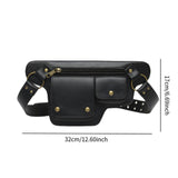 Maxbell Waist Pack Punk Style Hip Bag Wallet Waist Bag for Travel Fishing Hiking Black