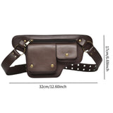 Maxbell Waist Pack Punk Style Hip Bag Wallet Waist Bag for Travel Fishing Hiking Brown