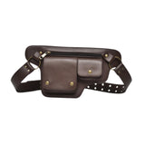 Maxbell Waist Pack Punk Style Hip Bag Wallet Waist Bag for Travel Fishing Hiking Brown