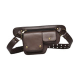 Maxbell Waist Pack Punk Style Hip Bag Wallet Waist Bag for Travel Fishing Hiking Brown