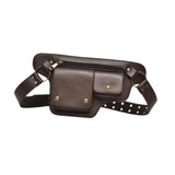 Maxbell Waist Pack Punk Style Hip Bag Wallet Waist Bag for Travel Fishing Hiking Brown