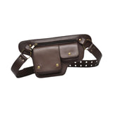 Maxbell Waist Pack Punk Style Hip Bag Wallet Waist Bag for Travel Fishing Hiking Brown