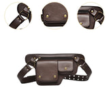 Maxbell Waist Pack Punk Style Hip Bag Wallet Waist Bag for Travel Fishing Hiking Brown